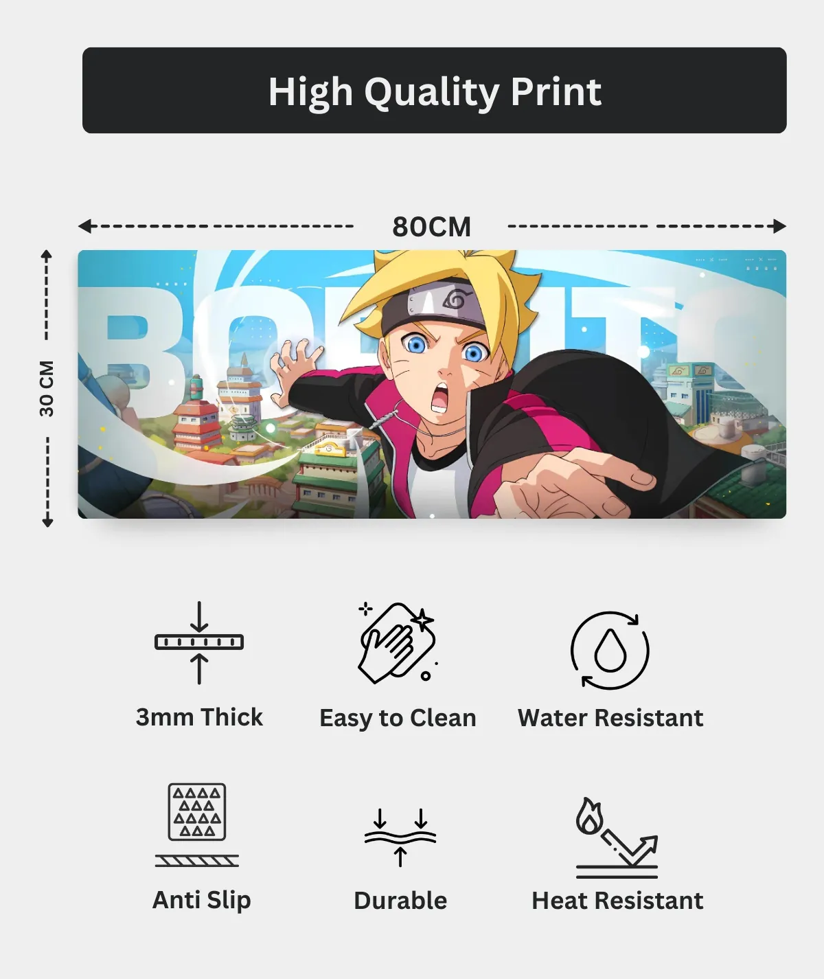 Boruto Forge Your Path Gaming Mousepad Dimensions Boruto Forge Your Path gaming mousepad dimensions - Sleek and compact for gaming setups