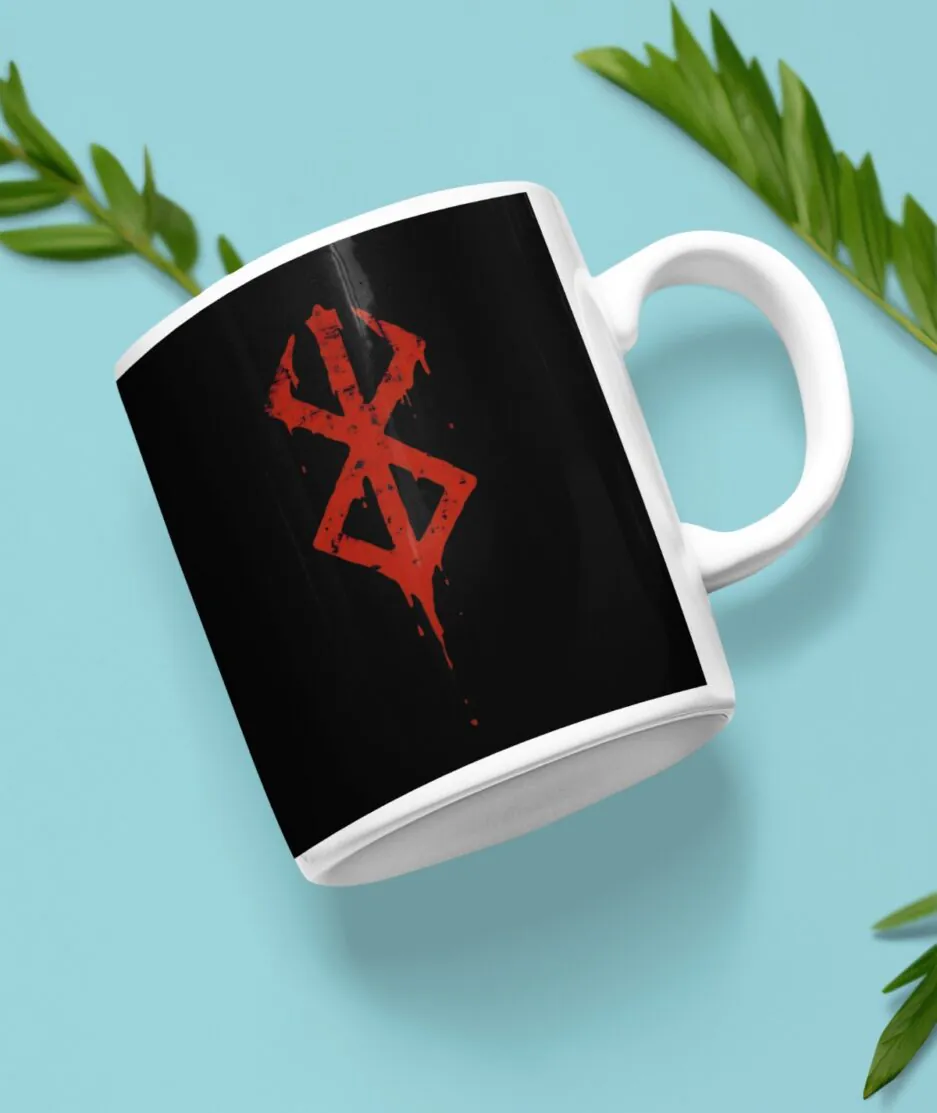 Front view of Berserk Symbol white mug