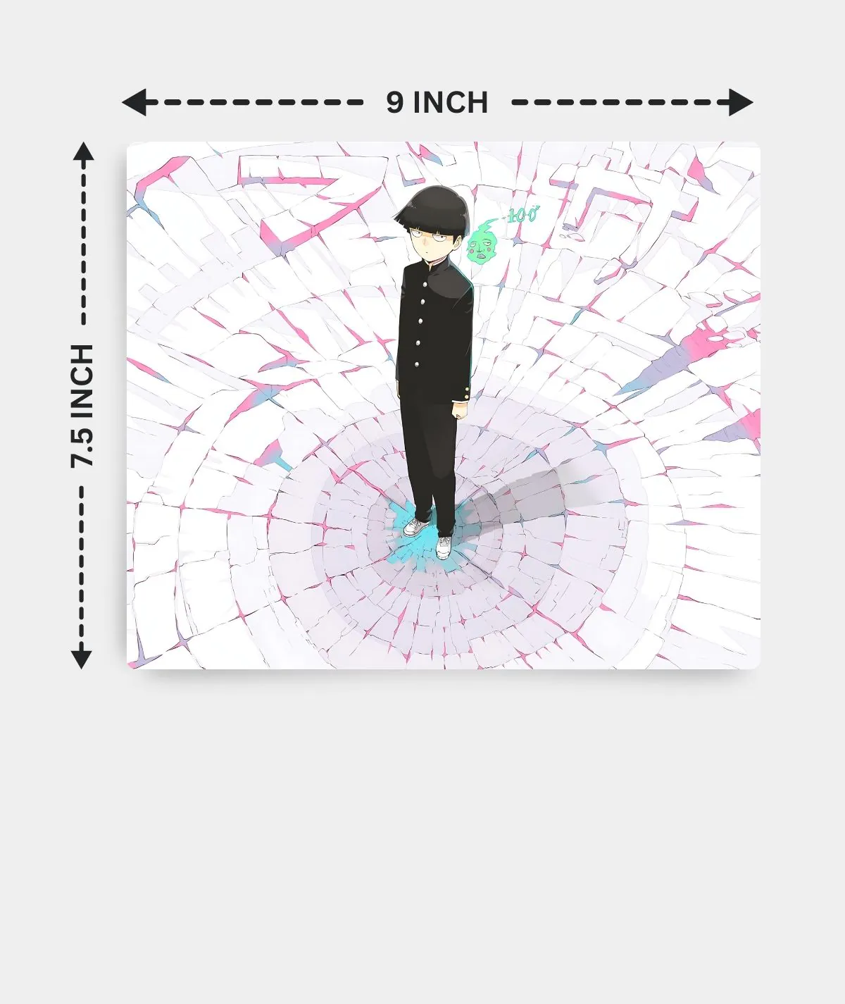 Mob Psycho 100 Infinity square mousepad dimensions - Accurate size and proportions