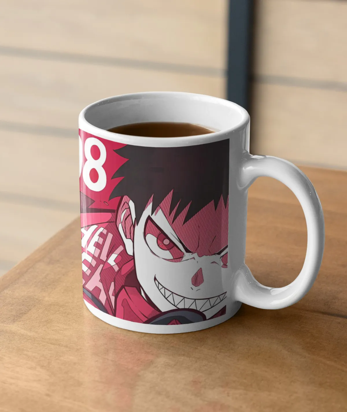 Fire Force White Mug – Display on Table Fire Force white mug on table