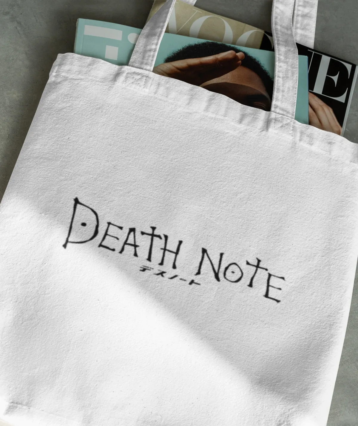 Death Note White Totebag with Books – Spacious and Practical Death Note white totebag with books