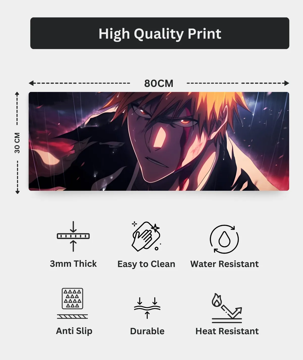 Ichigo Conquer Your Foes Gaming Mousepad Dimensions Ichigo Conquer Your Foes gaming mousepad dimensions - Ergonomic and compact for gaming