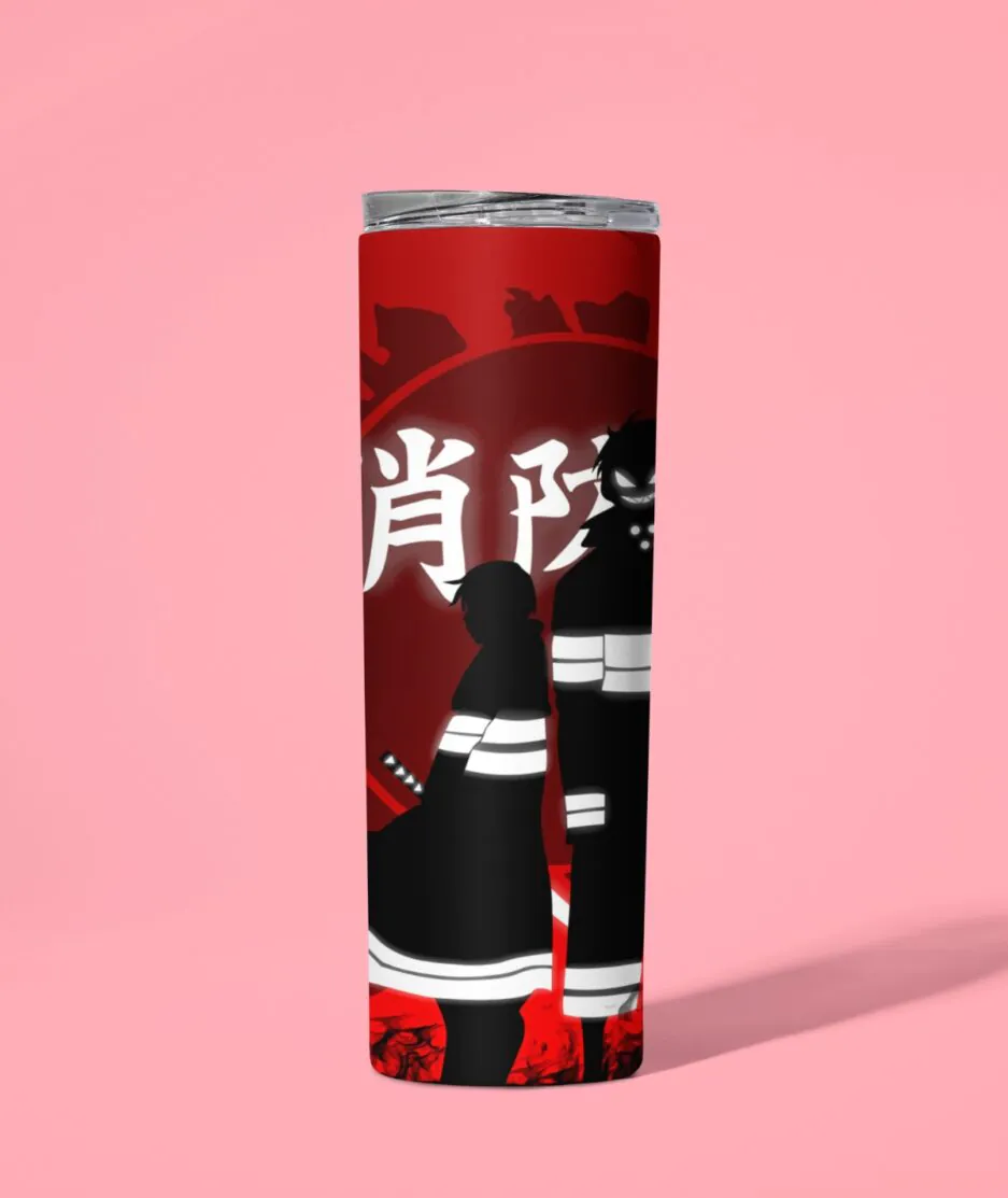 Fire Force Flame Wielding Tumbler aesthetic design - Anime-inspired drinkware