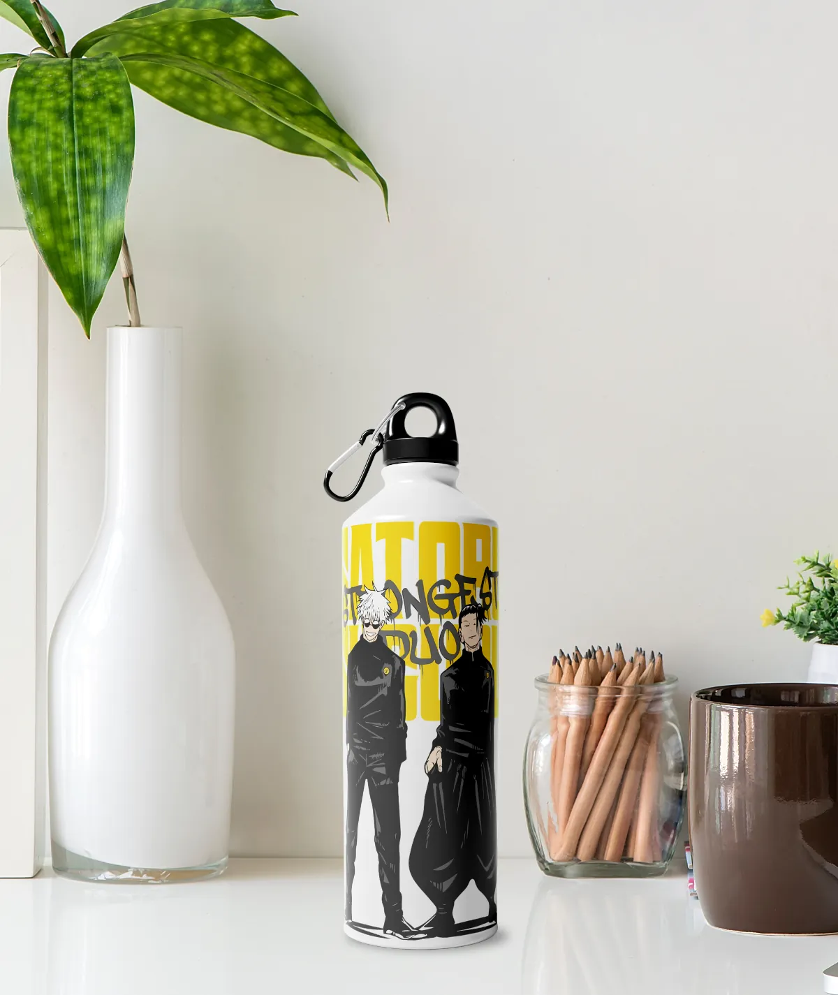 Gojo and Geto Duo Sipper Bottle – Aesthetic View of Iconic Jujutsu Kaisen Artwork Gojo and Geto duo sipper bottle aesthetic image – Jujutsu Kaisen design