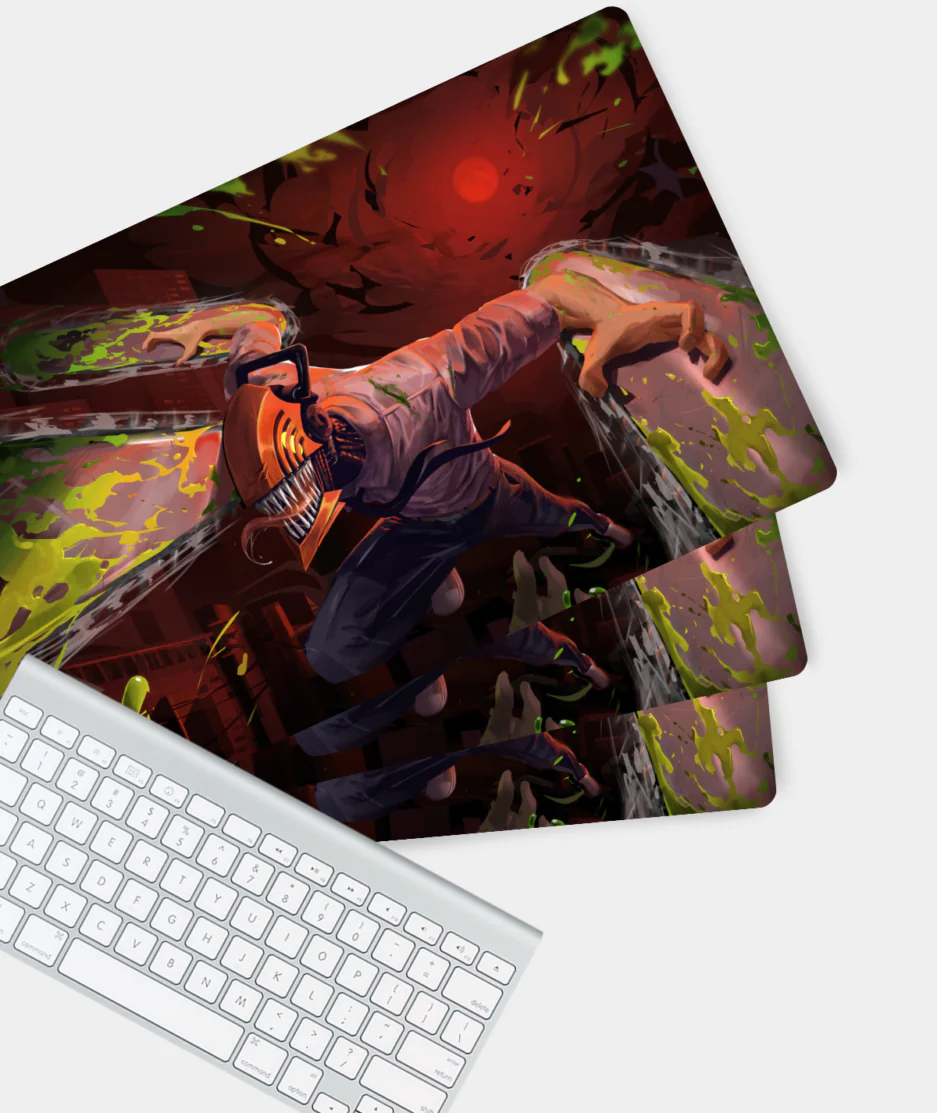 Set of 3 Embrace the Madness – Chainsaw Man Small Gaming Pads – Chaos in Triplicate