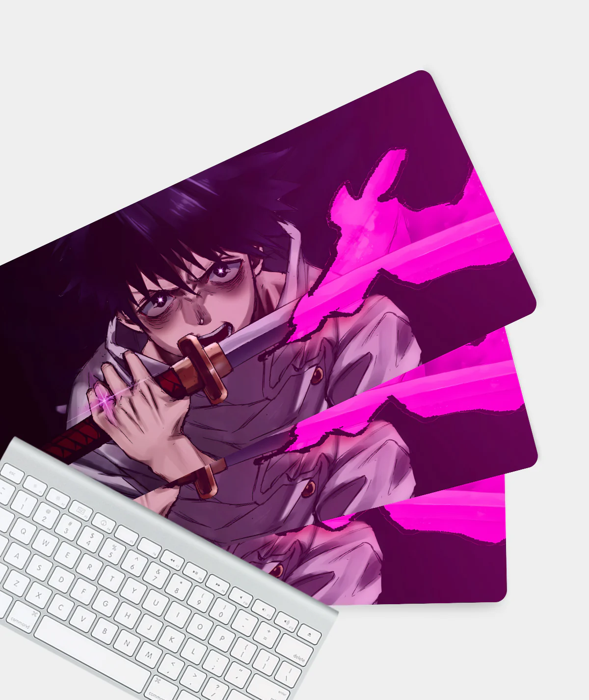 Yuta Purple Sword Flames Jujutsu Kaisen Gaming Mousepad Set - Trio of Designs Set of three Yuta Purple Sword Flames Jujutsu Kaisen gaming mousepads - Anime designs for gamers