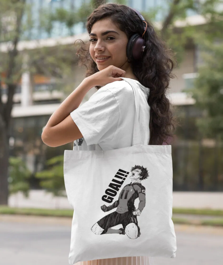 Woman Carrying Isagi Yoichi Goal Celebration Totebag