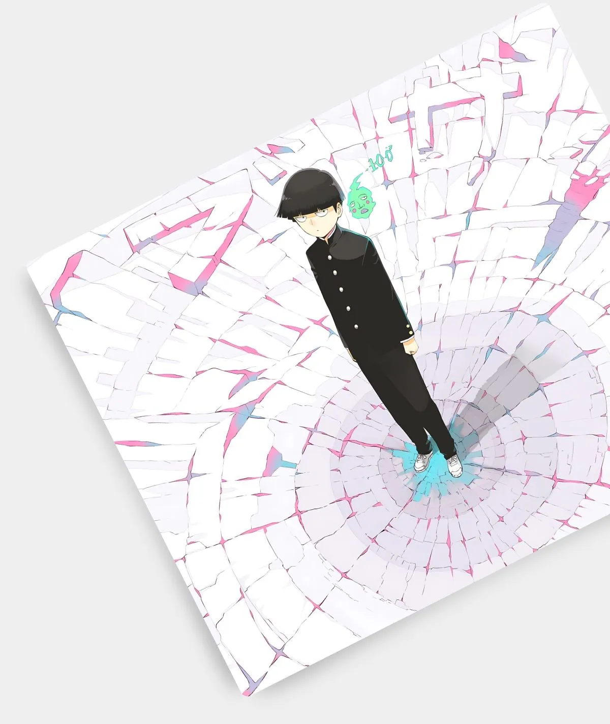 Mob Psycho 100 Infinity square mousepad aesthetic setup - Stylish desk setup with anime and gaming decor