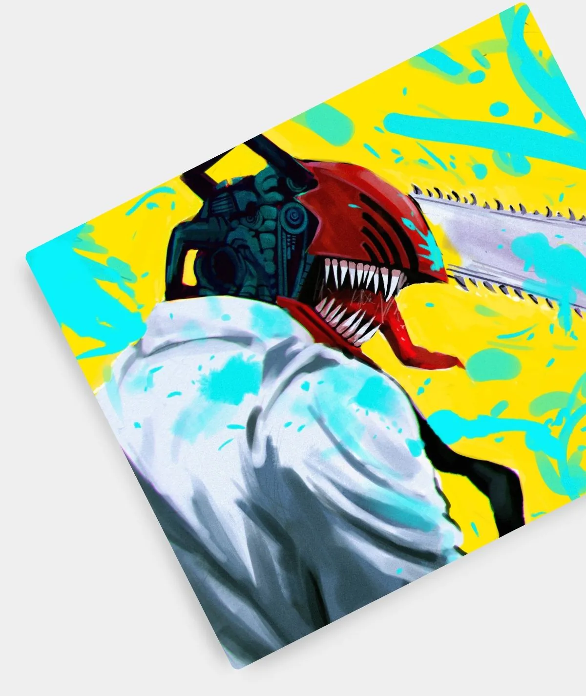 Neon Power Chainsaw Man mousepad aesthetic setup - Desk featuring Power’s neon-inspired design