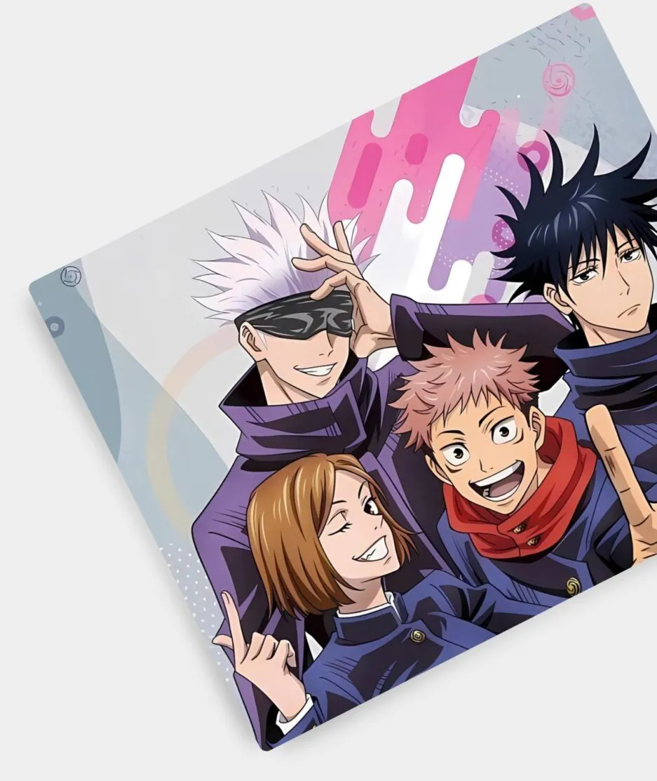 Jujutsu Kaisen Fandom square mousepad aesthetic setup - Desk with a vibrant design featuring Jujutsu Kaisen characters