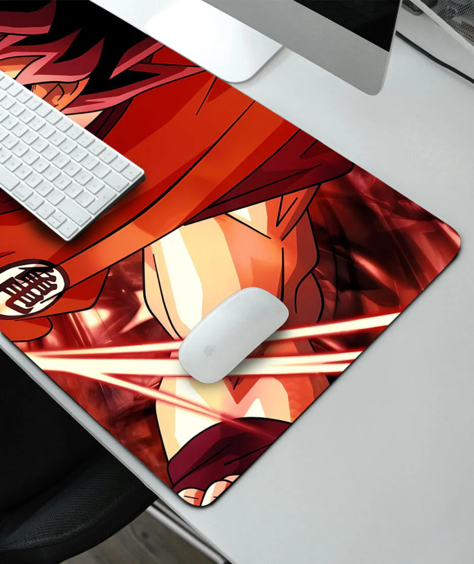 Goku Kaioken gaming mousepad right view - Precision edges with vivid Kaioken energy