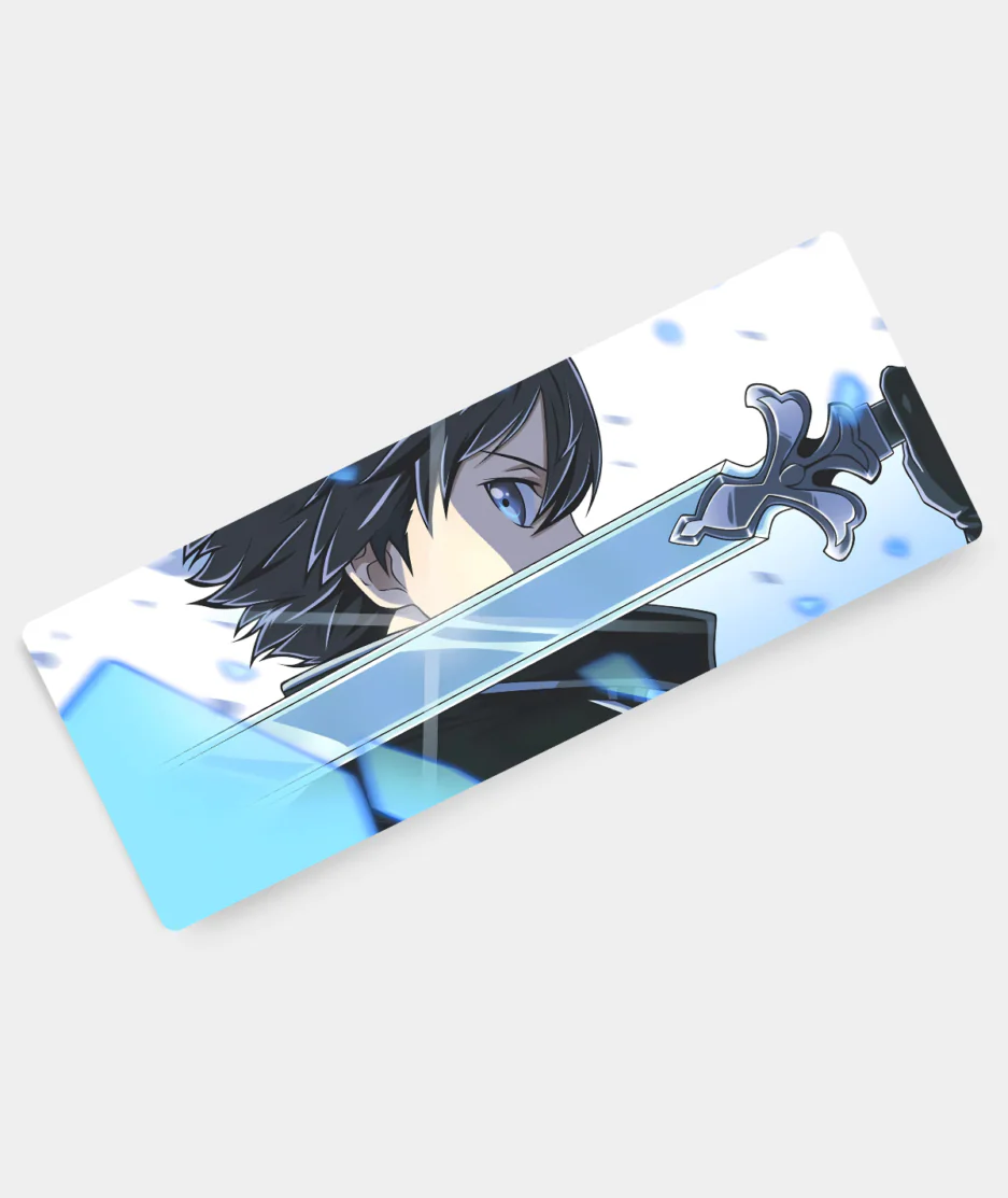 Sword Art Online gaming mousepad angled view - Smooth surface featuring Kirito and Asuna artwork