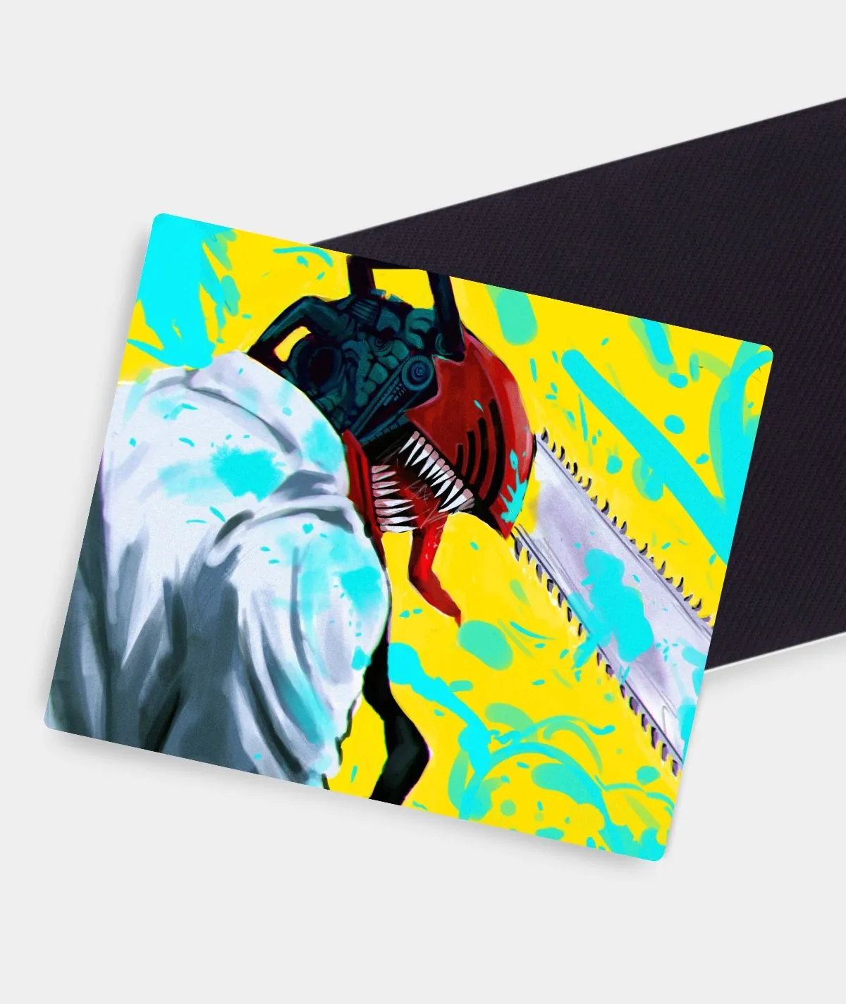 Neon Power Chainsaw Man mousepad anti-slip surface - Close-up of the skid-proof backing for stability