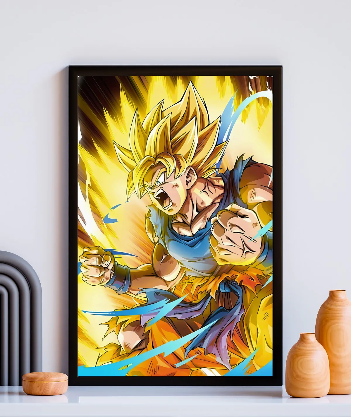 Goku Ascent Beyond Limits framed poster - Framed artwork featuring Goku reaching new heights, showcasing his epic transformation and growth beyond his limits