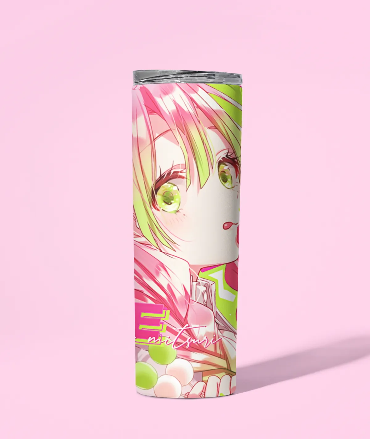 Cute Mitsuri Hashira tumbler aesthetic design - Anime-inspired drinkware