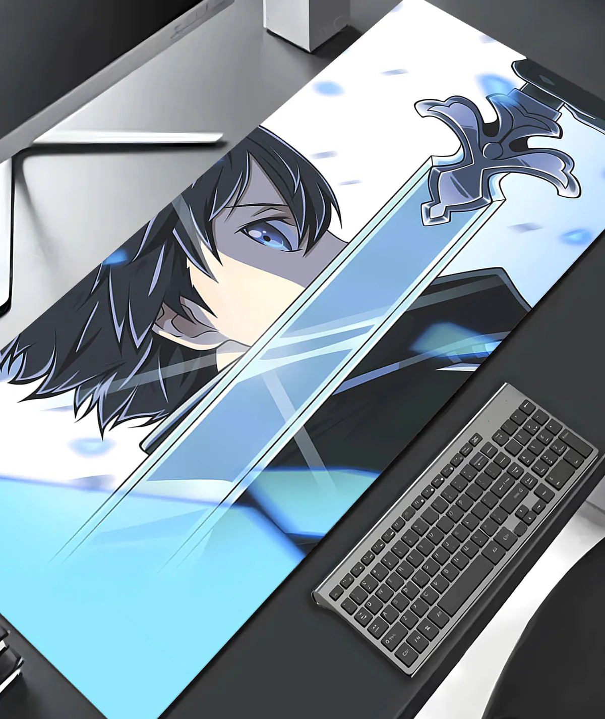 Sword Art Online Gaming Mousepad on Anime Desktop Setup Sword Art Online gaming mousepad on anime desktop setup - Featuring Kirito and Asuna in action