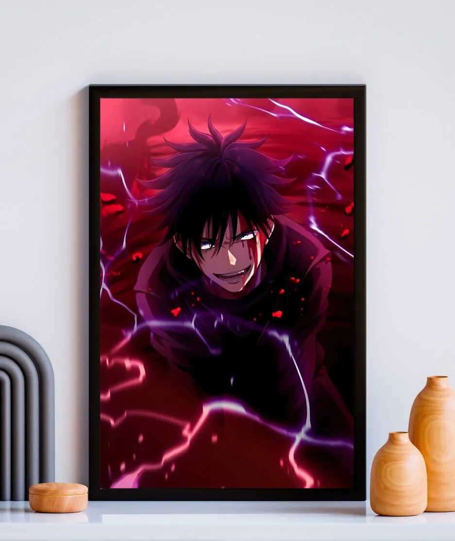 Megumi's Spirit Jujutsu Kaisen framed poster - Stunning framed artwork featuring Megumi Fushiguro and his powerful spirit animals