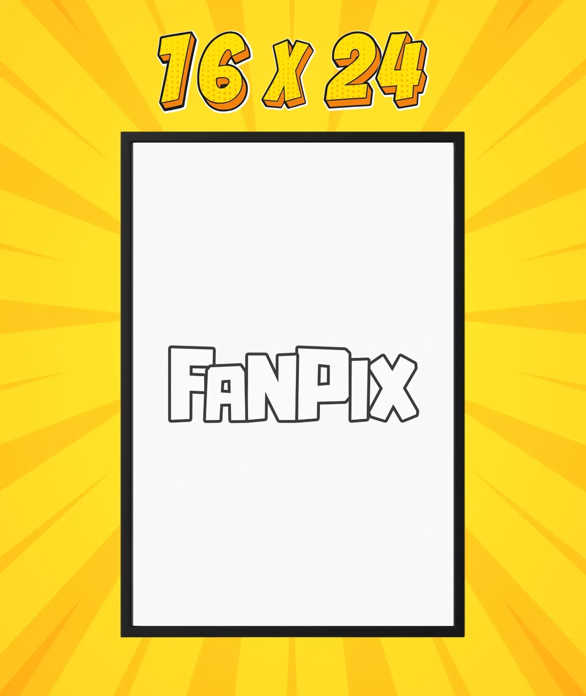 Framed poster dimension image - Showing the dimensions of the Vegeta Pride of Saiyan Prince framed poster, with precise measurements and proportions