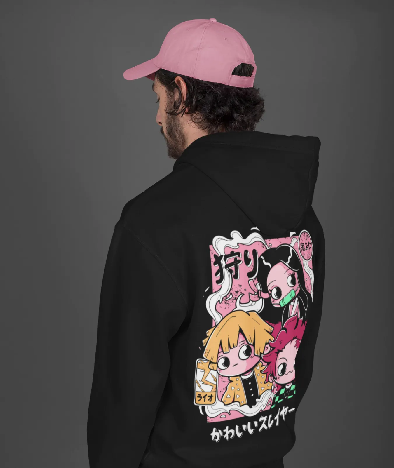 Chibi Demon Slayer Hoodie – Back Design Chibi Demon Slayer hoodie back design – playful anime artwork