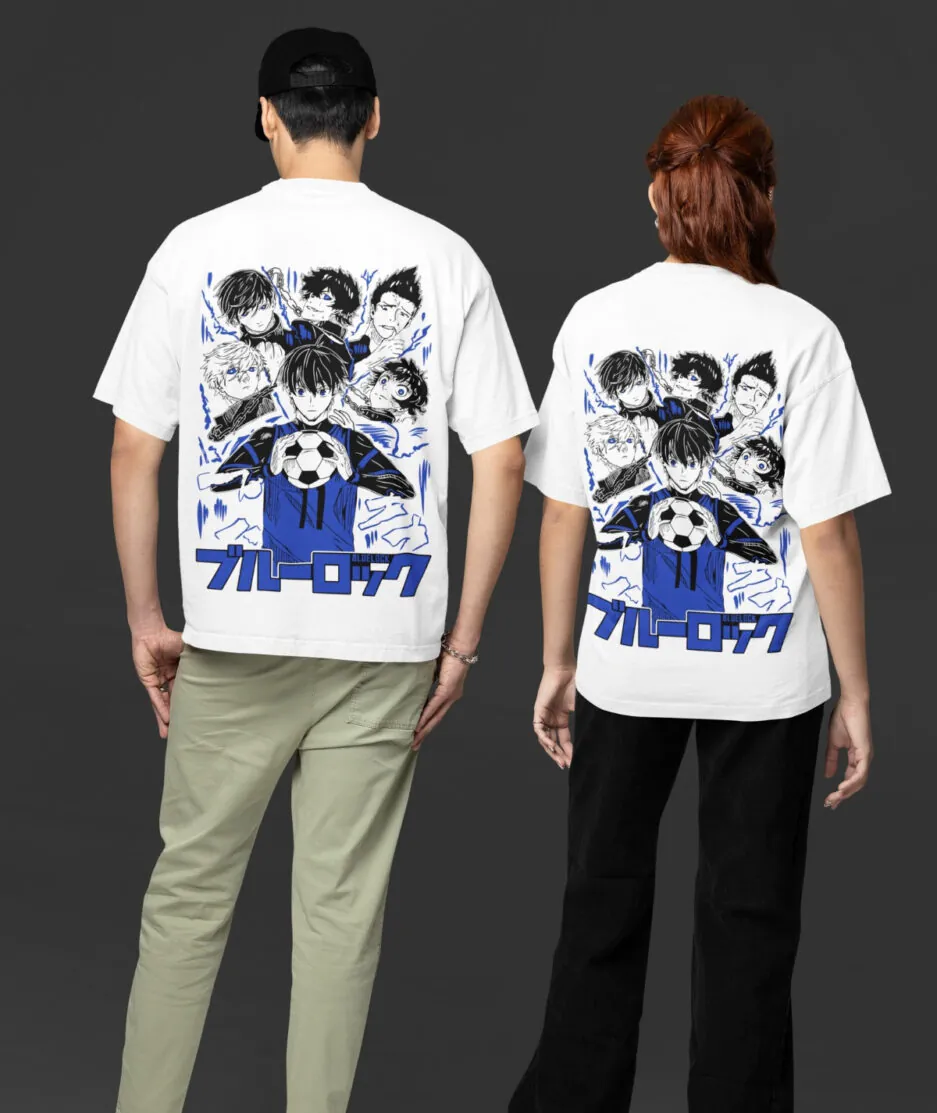 Blue Lock oversize t-shirt back design for men and women – bold, sporty anime design