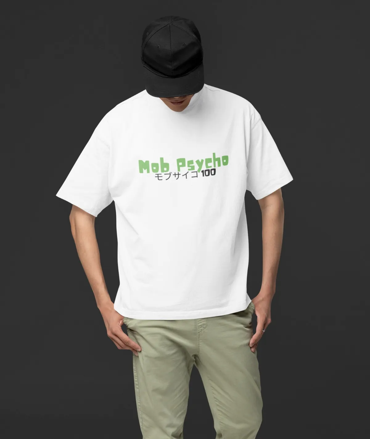 Mob Psycho oversize t-shirt front design – bold anime-inspired fashion