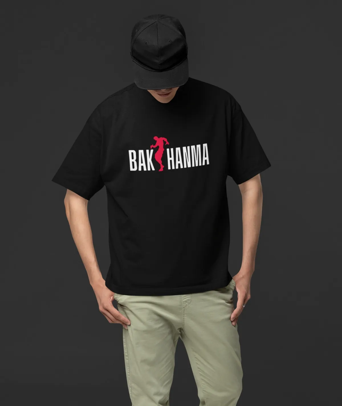 Baki Hanma Black Oversize T-Shirt – Front Design Baki Hanma black oversize t-shirt front design – bold anime fashion
