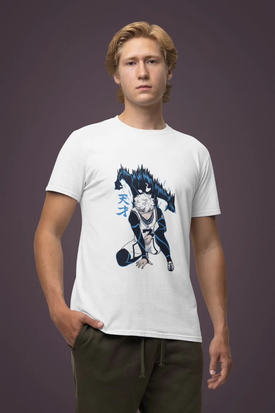 Nagi Seishiro – The Genius of Blue Lock White Supima Unisex T-Shirt Full View