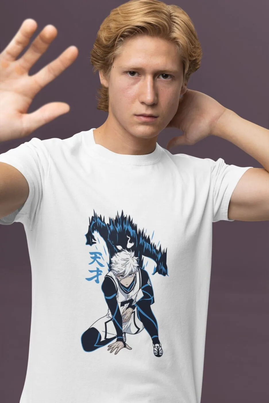 Nagi Seishiro – The Genius of Blue Lock White Supima Unisex T-Shirt Front View