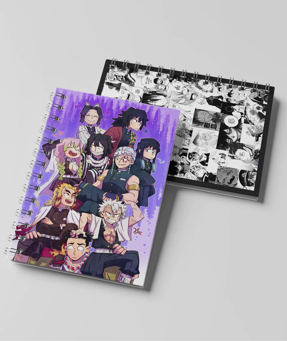 Front and back view of Hashiras A5 Sketchbook featuring anime-inspired artwork