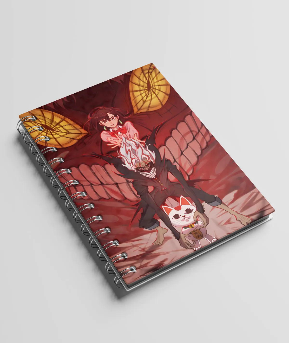 Aesthetic front view of Dan Da Dan A5 Sketchbook with Dan Da Dan design