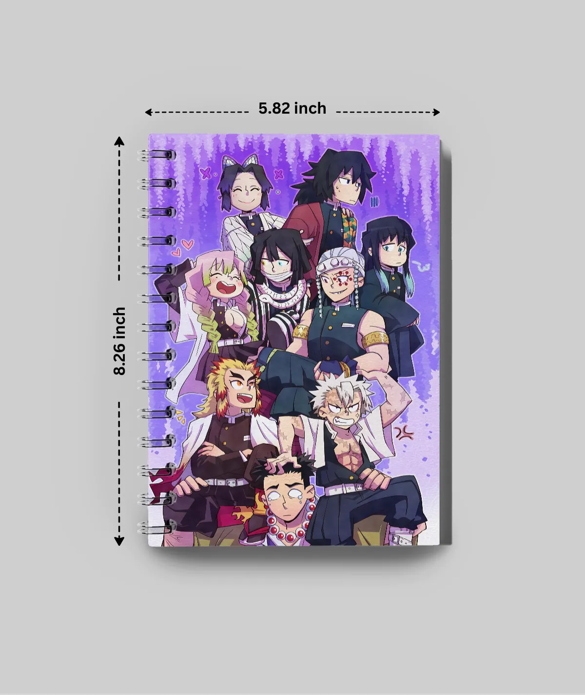 Dimensions of Hashiras A5 Sketchbook, inspired by Demon Slayer anime