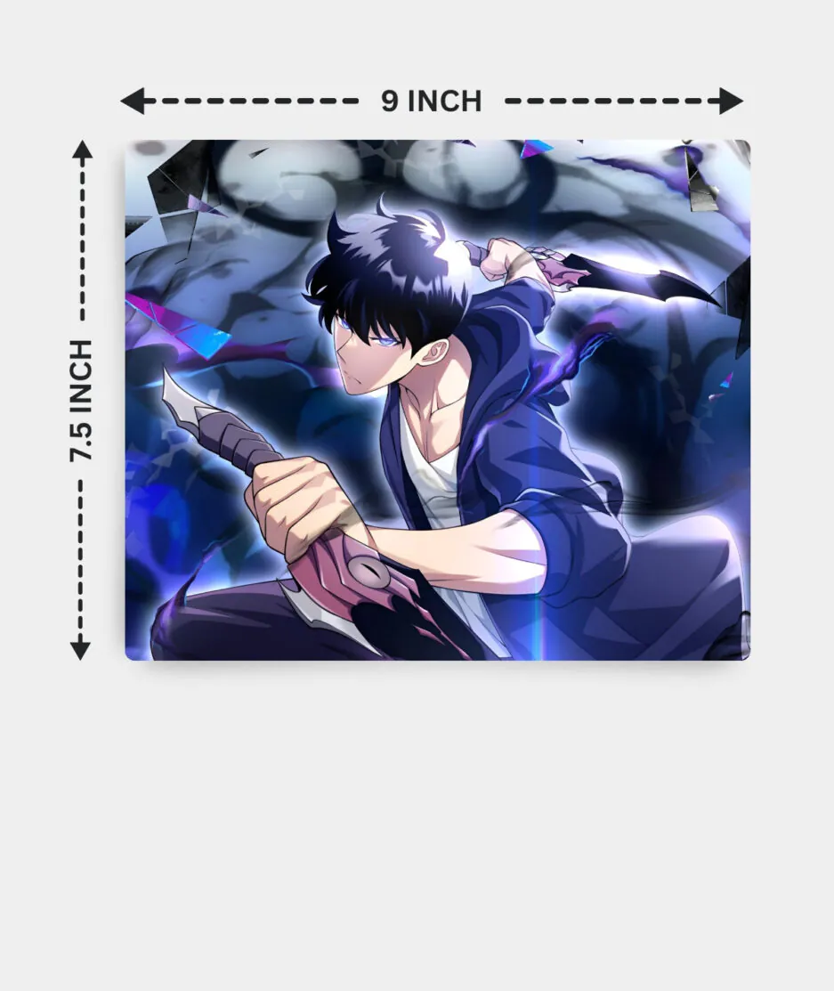 Sung Jin-Woo Shadow Monarch Solo Leveling Square Mousepad with accurate dimensions and 3mm thickness