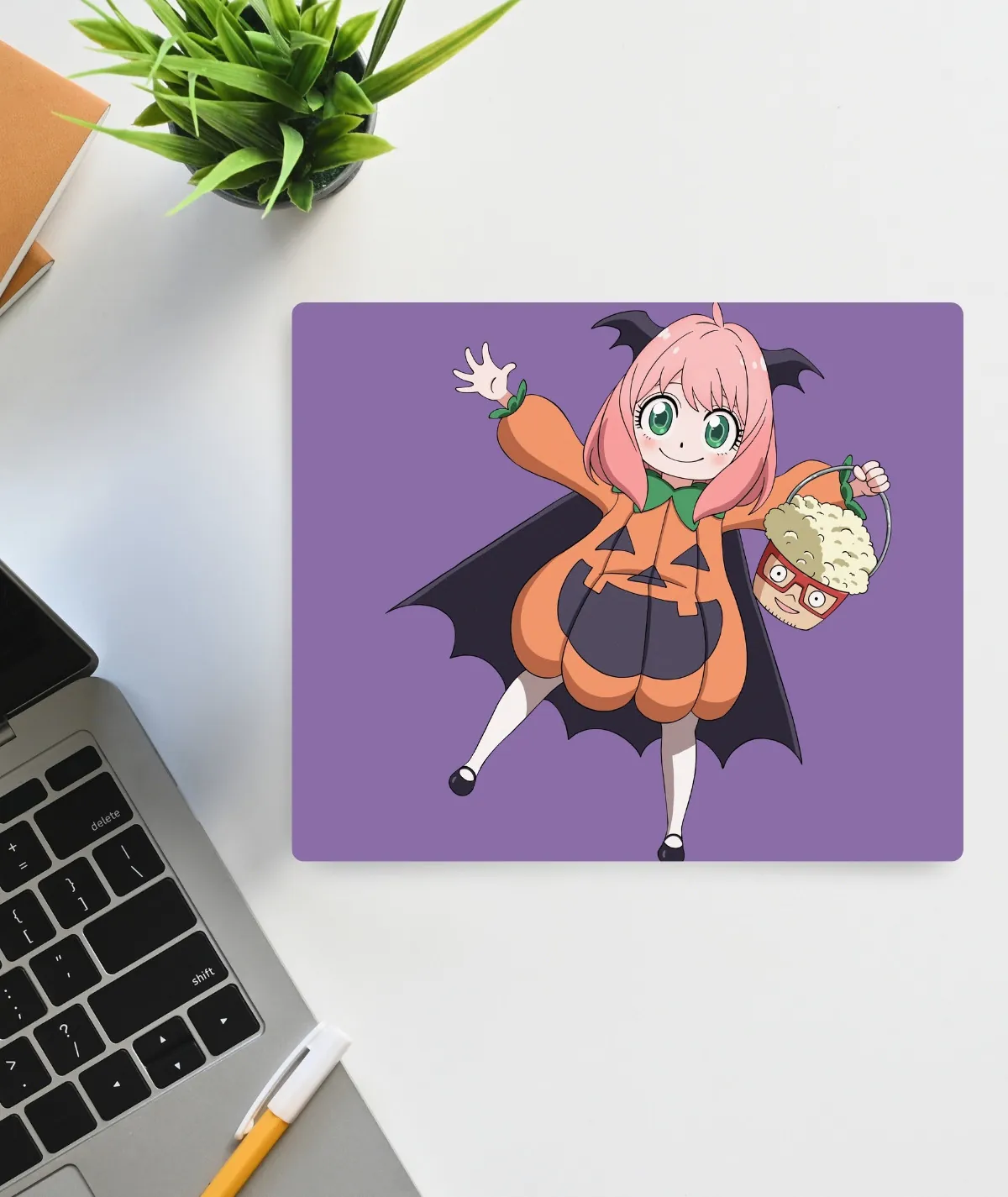 Anya Halloween Dress Spy x Family Square Gaming Mousepad for Precision | Fanpix Anya Halloween Dress Spy x Family Square Mousepad with smooth surface and anti-slip rubber base