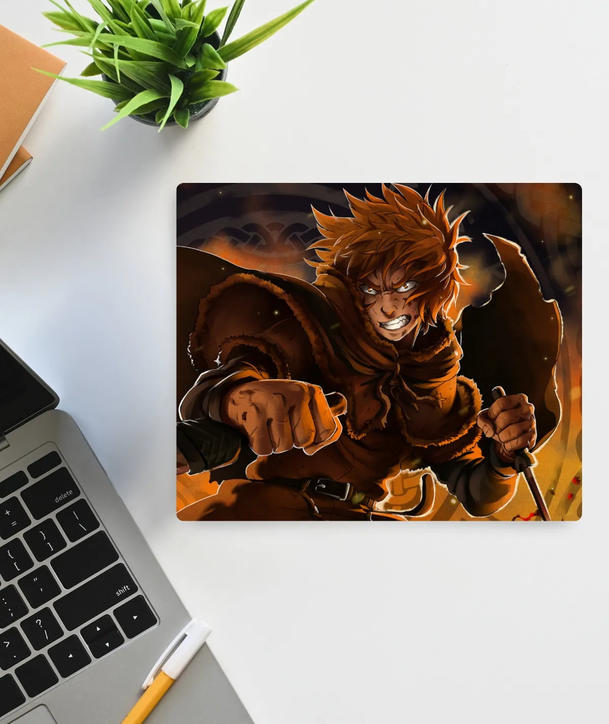 Thorfinn Battle Instincts Vinland Saga Square Gaming Mousepad for Precision | Fanpix Thorfinn Battle Instincts Vinland Saga Square Mousepad with smooth surface and anti-slip base