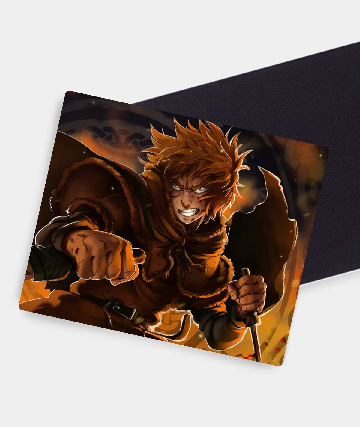 Thorfinn Battle Instincts Vinland Saga Gaming Mousepad with Anti-Slip Base | Fanpix Front and back of Thorfinn Battle Instincts Vinland Saga Square Mousepad with smooth top and non-slip rubber base
